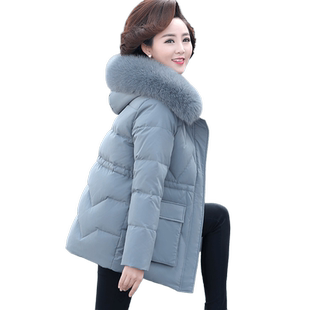 中年妈妈冬装羽绒服外套洋气短款2025新款中老年人女中长款厚棉袄
