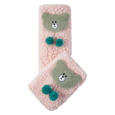 厚袜子女冬季加绒加厚保暖羊羔绒可爱挂球熊春秋款居家睡觉地板袜