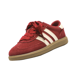 NIDZ儿童德训鞋秋冬加绒二棉鞋子男童真皮板鞋女童低帮休闲运动鞋