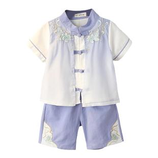 汉服男童夏季短袖中国风唐装薄款古风古装礼服儿童夏装套装两件套