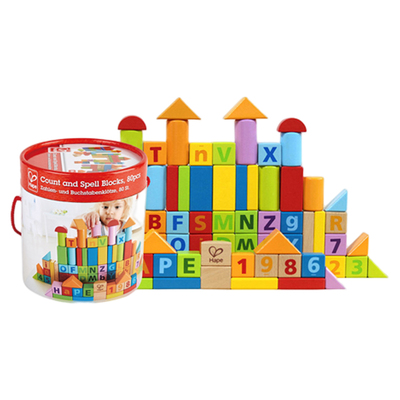 Hape80粒积木纯实木益智拼装玩具