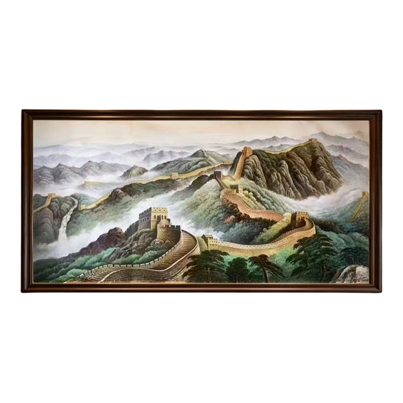 手绘长城靠山图客厅装饰画风景画油画