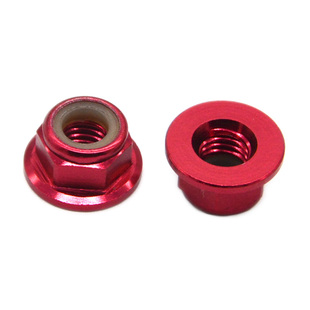 M4彩色铝合金法兰螺母防松自锁紧尼龙胶圈止退装饰螺丝帽进口6061