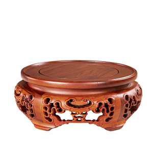 实木圆形底座摆件装饰奇石茶壶文玩花瓶盆景盆栽香炉佛像原木托架