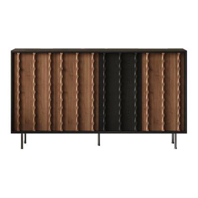 高端餐边柜中古风拼色复古咖啡柜