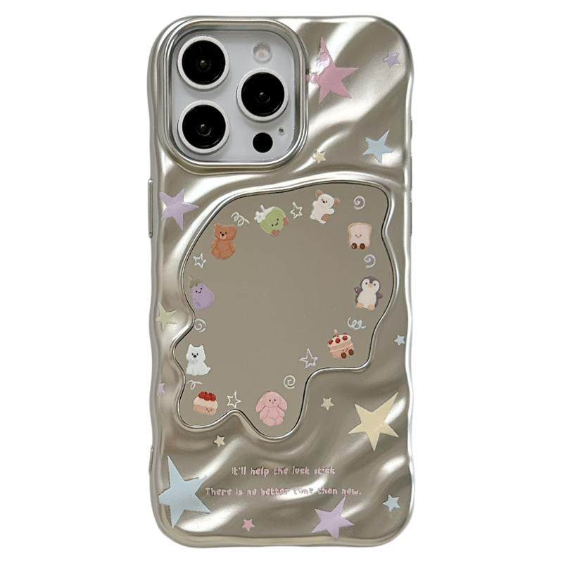 jze 可爱Jellycat卡通电镀镜面适用苹果17ProMax手机壳iphone13新款15pro小众女15创意16pro日韩14防摔保护套