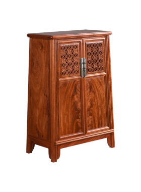 天纵缅甸花梨镂空圆角柜
