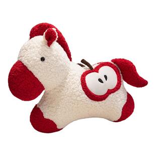 马年吉祥物抱枕毛绒玩偶沙发客厅装饰摆件国风小马公仔新年礼物