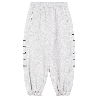 韩范一体绒束脚防风运动直筒裤子