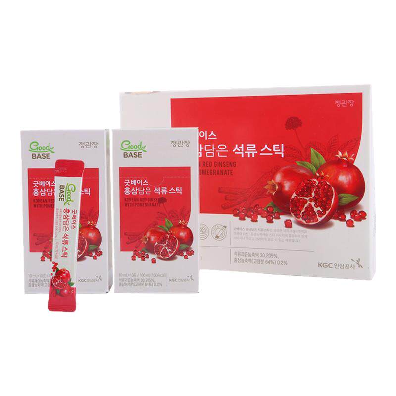 新效期至27.8月韩国正官庄6年根高丽参红参石榴液饮品10ml*30包