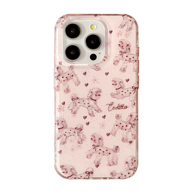 coditto爱心贵宾犬双层印花适用iphone17promax手机壳可爱苹果16pro少女心15promax新款14p
