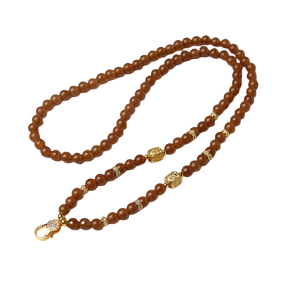 糖料和田玉髓唐卡佛牌链子