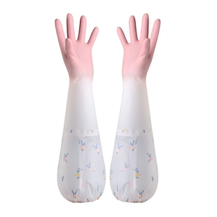 束口松紧接袖家务手套厨房洗碗洗衣耐用橡胶乳胶家用防水防滑加绒