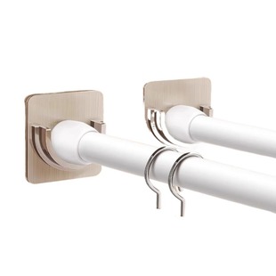 免打孔胶粘伸缩细杆衣柜挂衣杆支撑杆小型收纳晾衣杆门窗帘杆免钉