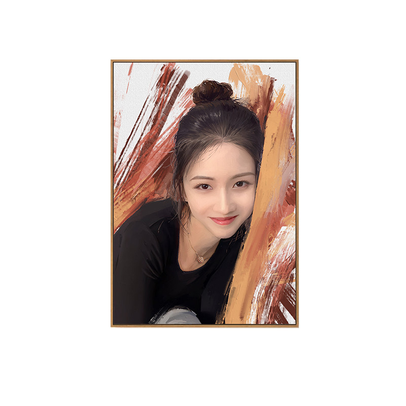爱画画的子衿纯手绘人像油画装饰画照片板绘艺术画情侣表白礼物