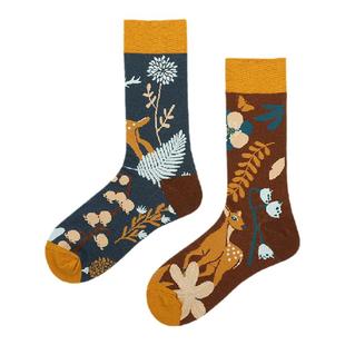 满3双享9折|儿童款男女款亲子袜彩色中筒袜ab袜子不对称个性潮袜