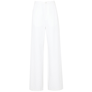 夏莫卡防透白色裤子女2026新款抗皱垂感直筒裤高智通勤西装裤7882