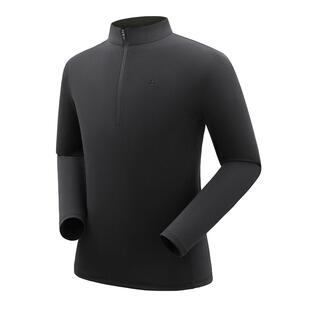 拓路者索罗娜运动吸湿速干衣男款春夏户外休闲半开襟立领长袖t恤