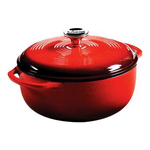 美国Lodge 洛矶珐琅铸铁锅25CM双耳炖锅汤锅闷烧锅家用酒红色4.4L