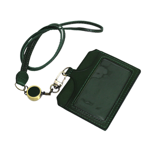 SEPTEMBER 27 头层牛皮工牌卡套原创新品伸缩扣挂脖绳卡包零钱包