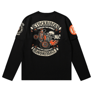 特 猴子商店 性价比 长袖T恤印花花纱彩色打底衫春秋学生男女生