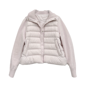 小小家小个子针织拼接排骨羽绒服冬季柔软假两件短款无帽保暖外套