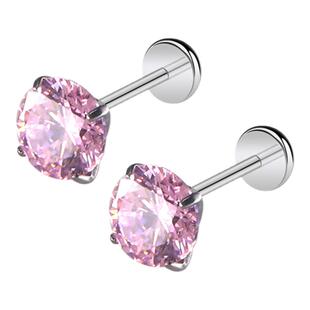 养耳洞F136钛合金内螺旋耳钉女 爆闪钻锆石耳蜗耳骨钉植入级耳环