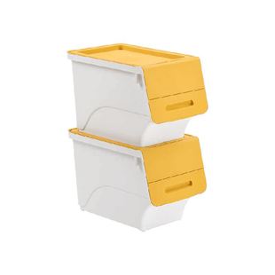 茶花斜口翻盖收纳箱儿童家用玩具整理宝宝箱辅食杂物零食箱子塑料