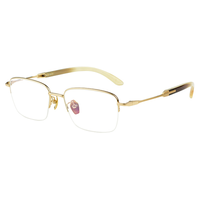 天然牛角超轻纯钛K金电镀眼镜男