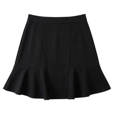 High waisted short black skirt休闲高腰鱼尾短裙荷叶边半身裙女