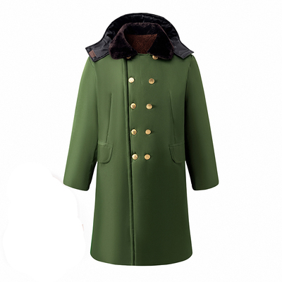 军绿色棉袄冬季保暖中长款