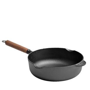 小幸福木柄加深平底锅纯铸铁无涂层加厚生铁汤锅养生老式家用铁锅