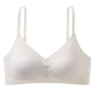 美背少女内衣女聚拢小胸夏薄款蝴蝶结花边无钢圈防下垂吊带文胸罩