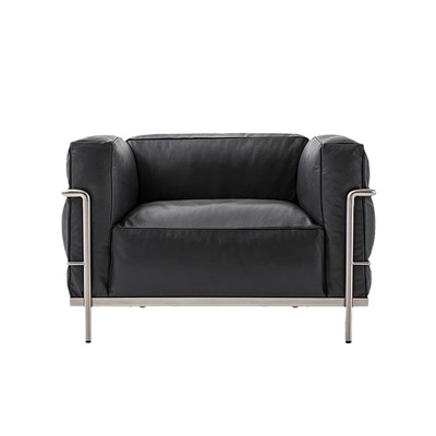 HANMAC现代直排羽绒沙发LC3 Armchair不锈钢中古全真皮沙发椅极简