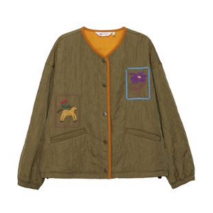 【生肖系列】MOVEUP幻走2025冬季新款彩点抽绳绣花织带短款外套女