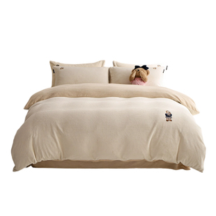 TeenieWeenie小熊牛奶绒四件套冬季加厚珊瑚绒被套床单床上套件