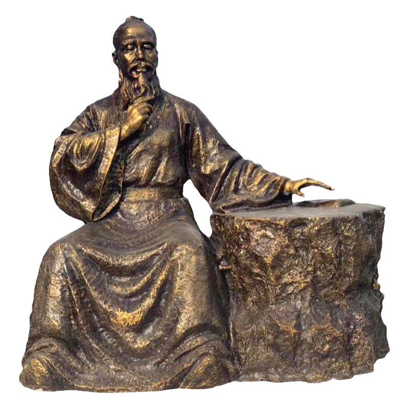 把脉看病玻璃钢雕塑古代诊脉人物号脉互动雕像中医文化定制铜像