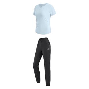 骆驼瑜伽服套装女夏季户外跑步服短袖运动服时尚专业健身服两件套