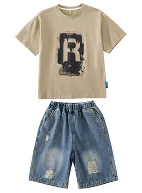 夏季童装男童夏装纯棉短袖套装潮
