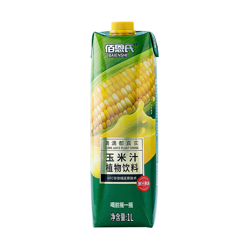 佰恩氏鲜榨NFC非浓缩还原玉米汁植物饮料谷物早餐饮品量贩装1L装
