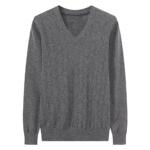 鹿王羊绒衫男士V领变化组织柔软舒适简约时尚百搭套头衫春秋新款