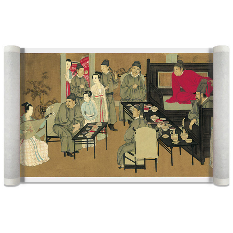 顾闳中韩熙载夜宴图古代名画真迹高清复制绢布微喷仿古国画装饰画