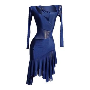 又见梵羽拉丁练习服女 长袖拉丁 连衣裙 豹纹 伦巴舞服 新款 W626