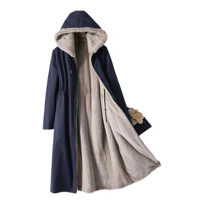 过膝款水貂绒皮草女皮毛一体大衣