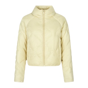 羽绒服女轻薄新国标冬2025新款小个子短款立领奶黄色白鸭绒内胆