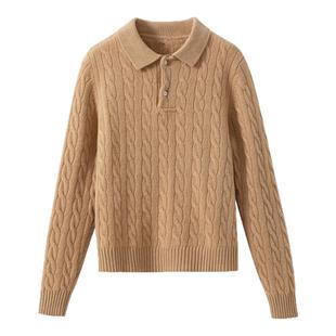 【镇店品质】绵羊毛+山羊绒 老钱风POLO领立体针织绞花毛衣女