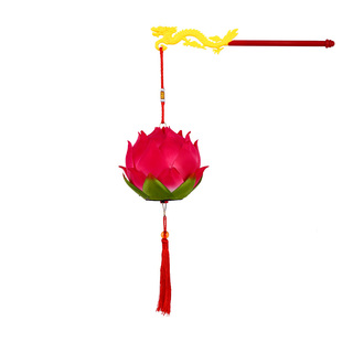 龙年手提莲花灯笼古风汉服拍照道具儿童新年元宵灯会荷花灯装饰品