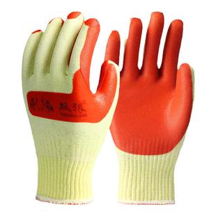 佳护双狼劳保手套耐磨男工作劳动防护用品加厚保暖棉线胶片橡胶