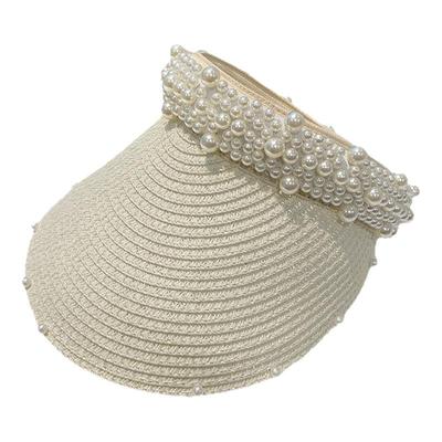 2025新款沙滩度假钉珠空顶帽女夏季户外骑车防晒遮阳帽发箍太阳帽