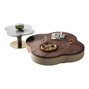 Mobeier 轻奢现代茶几别墅全屋搭配高级感胡桃木四叶草大小圆茶几